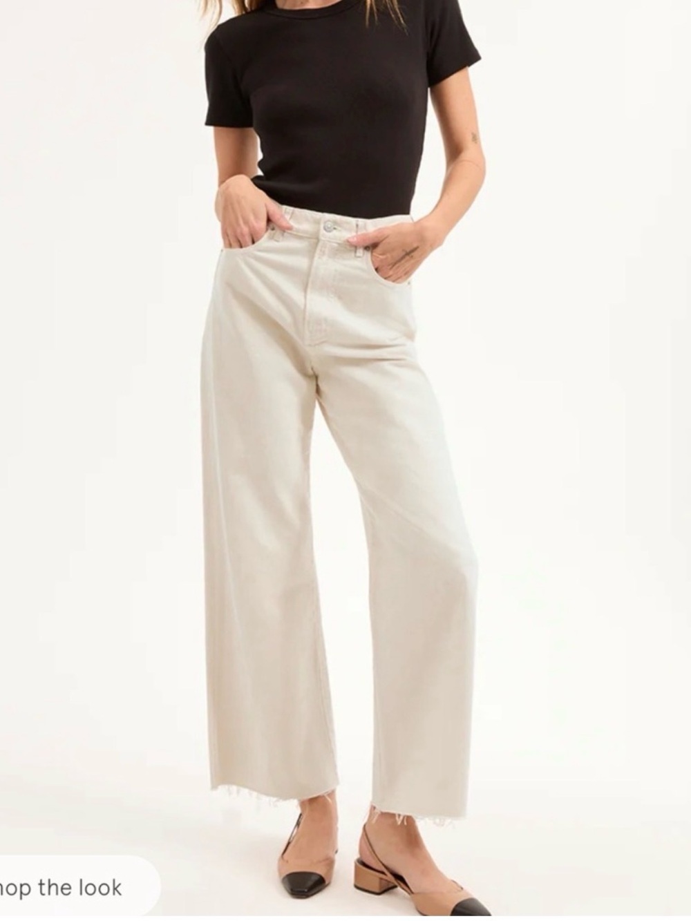 Veronica Beard Taylor Cropped Wide Leg Jean in Ecru Size 29